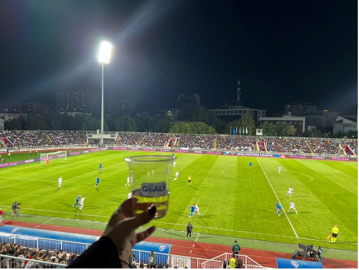 Kosovo national football team promote environmental sustainability through reusable cups